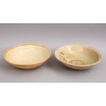 A GOOD PAIR OF EARLY CHINESE POTTERY BOWLS, 15cm diameter