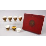 A RARE SET OF 19TH CENTURY TURKISH OTTOMAN WHITE METAL GILT CUPS WITH PORCELAIN LINERS AND ORIGINAL