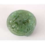 A 20TH CENTURY CHINESE JADEITE CARVED DRAGON BELT BUCKLE, carved to depict a dragon wiht a flaming