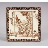 A WEDGEWOOD CHINESE THEMED PORCELAIN TILE, 15cm square.