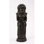 A GOOD INDIAN BRONZE FIGURE OF A BUDDHA / GOD, 24cm.