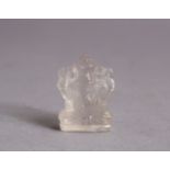 AN INDIAN CARVED ROCK CRYSTAL PENDANT OF GANESH, 2.5CM.