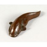 A SMALL JAPANESE BRONZE CATFISH. 2.25ins long.