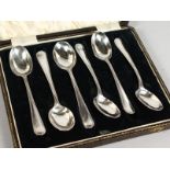 A SET OF SIX CASED TEASPOONS. Birmingham 1925.