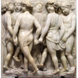 AFTER LUCA DELLA ROBBIA (1400-1482) ITALIAN. A LARGE RELIEF CARVED MARBLE PLAQUE "SINGING