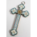 A LATE 19TH CENTURY MICROMOSIAC CRUCIFIX. 6.5ins high.