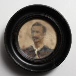 A PORTRAIT MINIATURE OF BLONDIN, famous for his tight rope walk over Niagra Falls. 2.5ins diameter.
