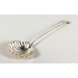 A GEORGE III ONSLOW PATTERN SHELL BOWL LADLE. London 1777. Maker William Chawner.