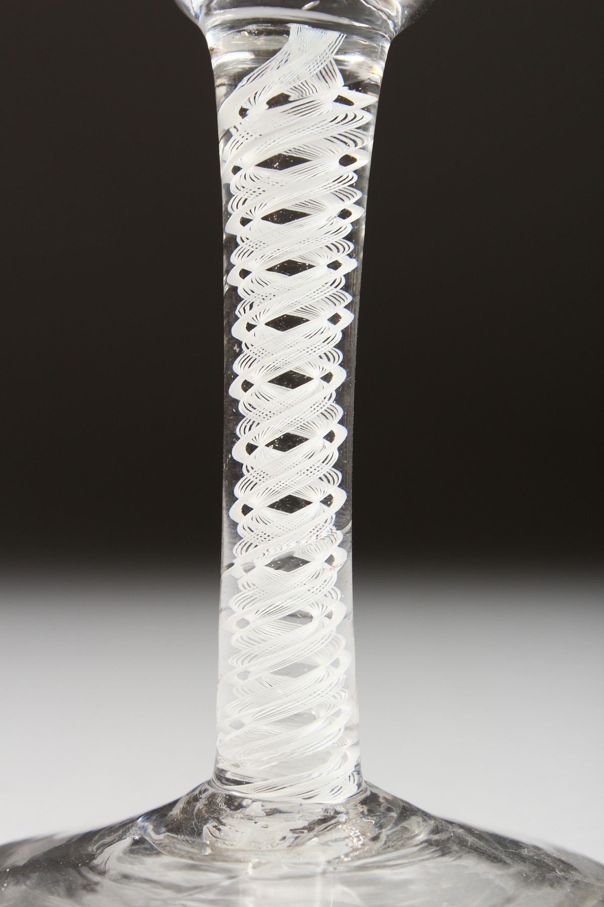 A GEORGIAN WINE GLASS, the bowl engraved with fruiting vines with white twist stem. 5.25ins high. - Image 6 of 7