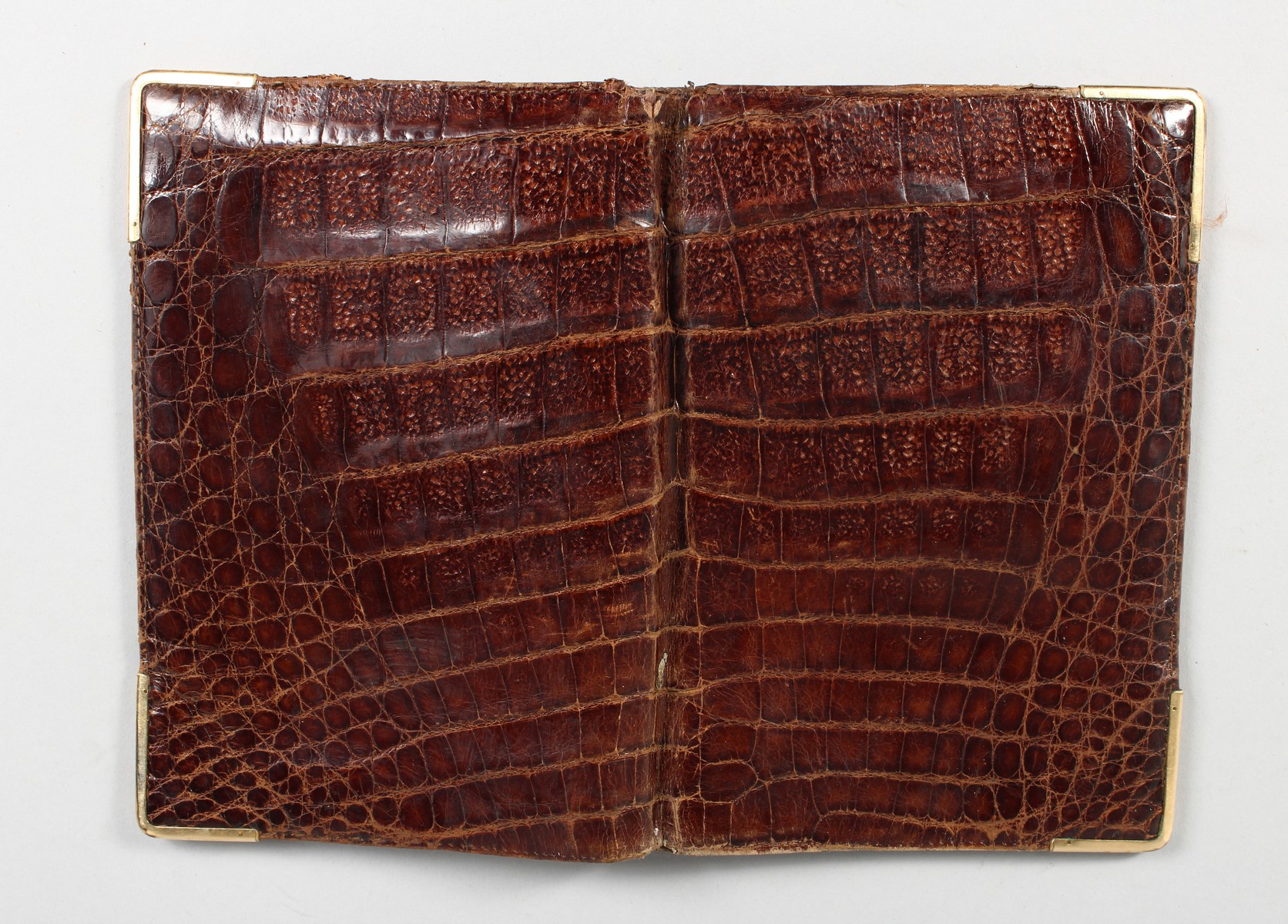 A CROCODILE LEATHER PURSE AND SIMILAR WALLET. 6.5ins wide. - Image 3 of 7