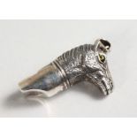 A NOVELTY SILVER HORSE'S HEAD WHISTLE.