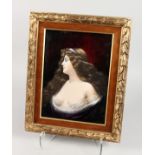 A SUPERB LIMOGES ENAMEL PLAQUE BY JULES SARLANDIE (1874-1936) FRENCH of a semi-nude. 12.5ins x