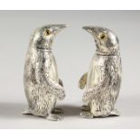 A PAIR OF .925 SILVER PLATE PENGUIN SALT AND PEPPERS.