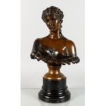 A. G. SCHAEFFER & WALCKER, BERLIN. A bronze bust of a young lady, mounted on an ebonised circular