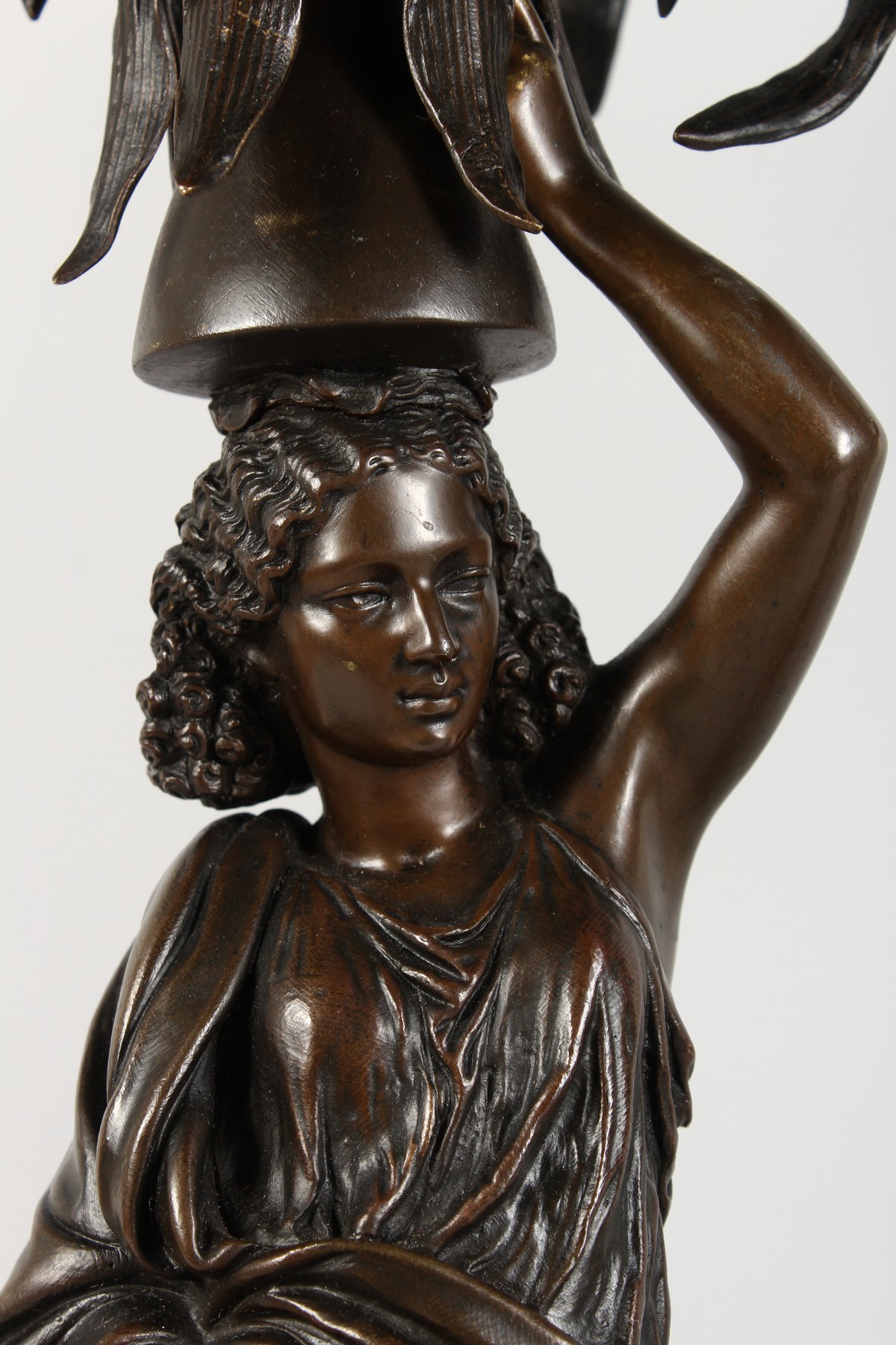 CHARLES CUMBERWORTH (1811-1852) A PAIR OF NUBIAN ORIENTALIST BRONZE CANDELABRA, cast as Nubian women - Image 4 of 7