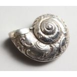 A SILVER CONCH SHELL SNUFF / PILL BOX.