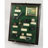 A ST ANDREW'S CASED SET OF GOLFING MEMORABLILIA.