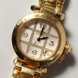 A SUPERB CARTIER PASHA 18CT YELLOW GOLD WRISTWATCH with diamond face No. CC715866, in unused