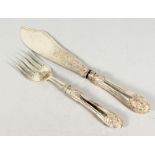 A GOOD FISH SLICE AND FORK. Sheffield 1901.