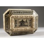 A SUPERB SMALL 19TH CENTURY RUSSIAN IVORY JEWELLERY BOX with red velvet lining, the case carved with