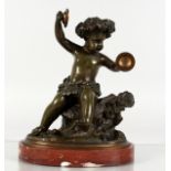CLODION (1738-1814) FRENCH. A good small bronze figure of a cherub, partially clothed with vine