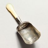 A GEORGE III CADDY SHOVEL with mother-of-pearl handle. Birmingham 1818.