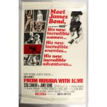 A REPRODUCTION MOVIE POSTER "FROM RUSSIA WITH LOVE". 39ins x 25ins.