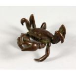A JAPANESE MINIATURE BRONZE CRAB. 2.25ins wide.