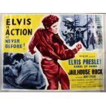 A REPRODUCTION MOVIE POSTER "JAILHOUSE ROCK". 26.5ins x 36ins.