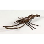 A JAPANESE BRONZE MODEL OF A CRAYFISH. 6ins long.