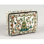 A 18TH CENTURY FRENCH ENAMEL BOX AND COVER. 3.25ins x 2.25ins.