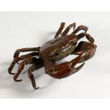 A JAPANESE BRONZE MODEL OF A CRAB. 4.25ins wide.