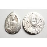 TWO CHINESE SILVER PENDANTS.