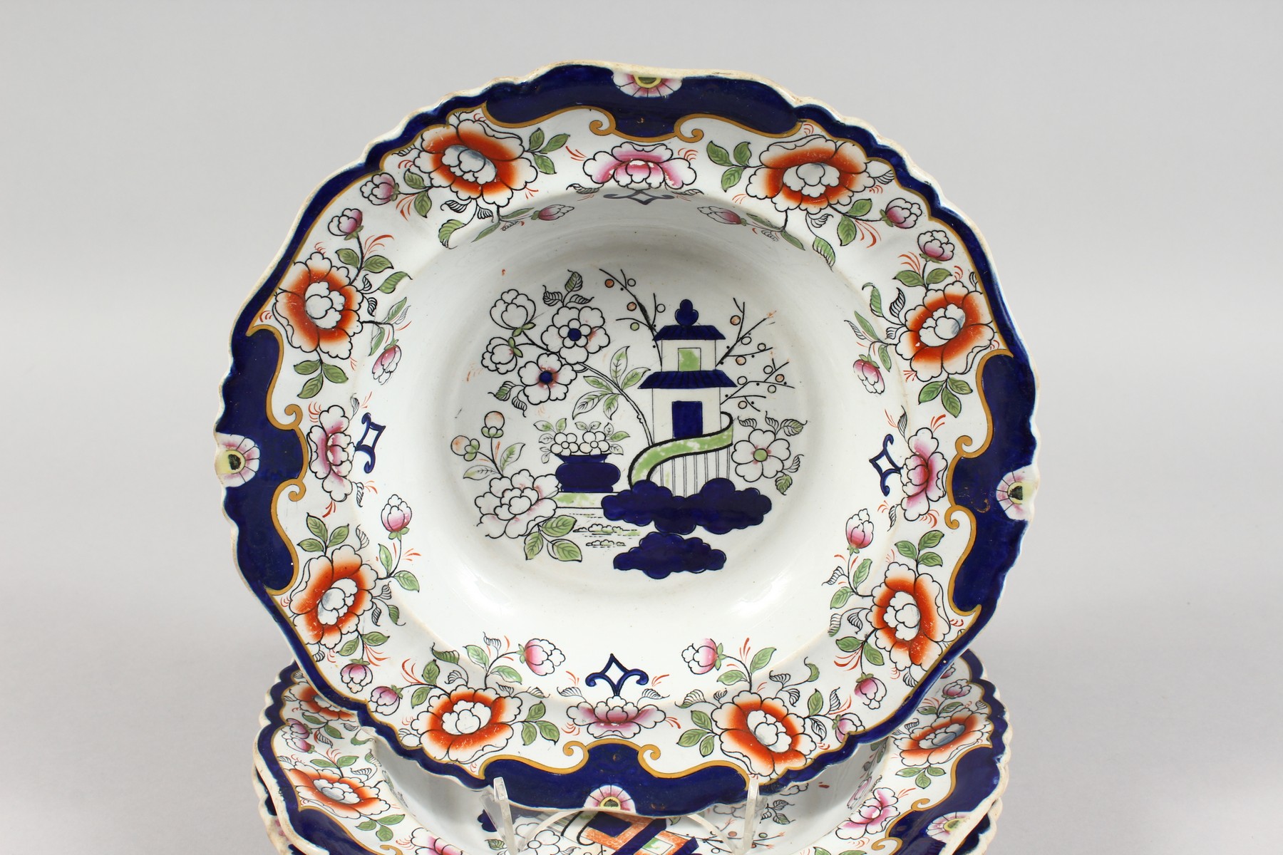 THREE LATE 19TH CENTURY IRONSTONE SOUP BOWLS (AF). 10.5ins diameter. - Image 2 of 8