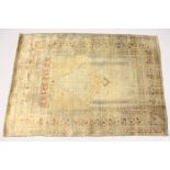 AN 18TH / 19TH CENTURY OTTOMAN TURKISH SILK PRAYER RUG beige ground, the border with rust ground