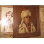 INDIA / MAHARAJAH. Oil on canvas painting portrait of the Maharajah of Alwar [1882-1937] when 121/