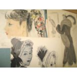 TRUMAN (Vera) folder of artwork, fashion studies etc. mid 20th c.