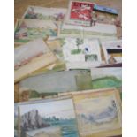 WATERCOLOURS & ARTWORK, a folder, various artists.