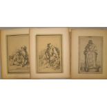 PEN LITHOGRAPHS, mounted, initialled "T. B." within the images, i.e. Thomas Barker (7).