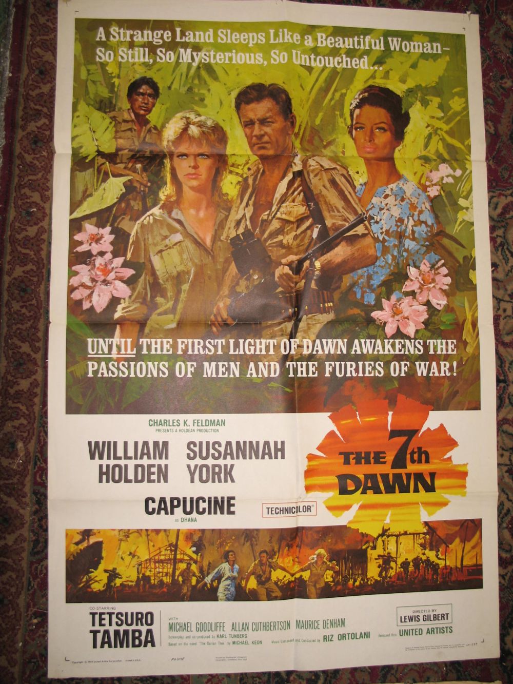 [FILM POSTER] The 7th Dawn, USA printing, folds, 41 x 27 inches.