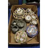 A Capodimonte box and cover and other items.