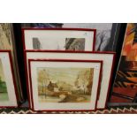 Alian Renou, three prints of French scenes.