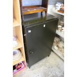 A metal storage cabinet.