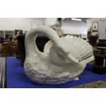 A large swan shaped jardiniere (A/F).