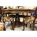 A good 19th century rosewood circular breakfast table on a baluster shaped column with circular base