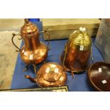 Three pieces of continental copper and pewter ware.