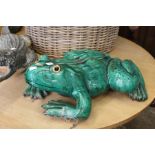 A good large painted pottery model of a frog.
