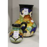 A Dutch Gouda vase and small jug.