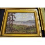 John Randolph "A Moorland Scene with Lake and Hills" oil on board.