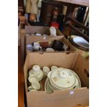 Three boxes of household china.